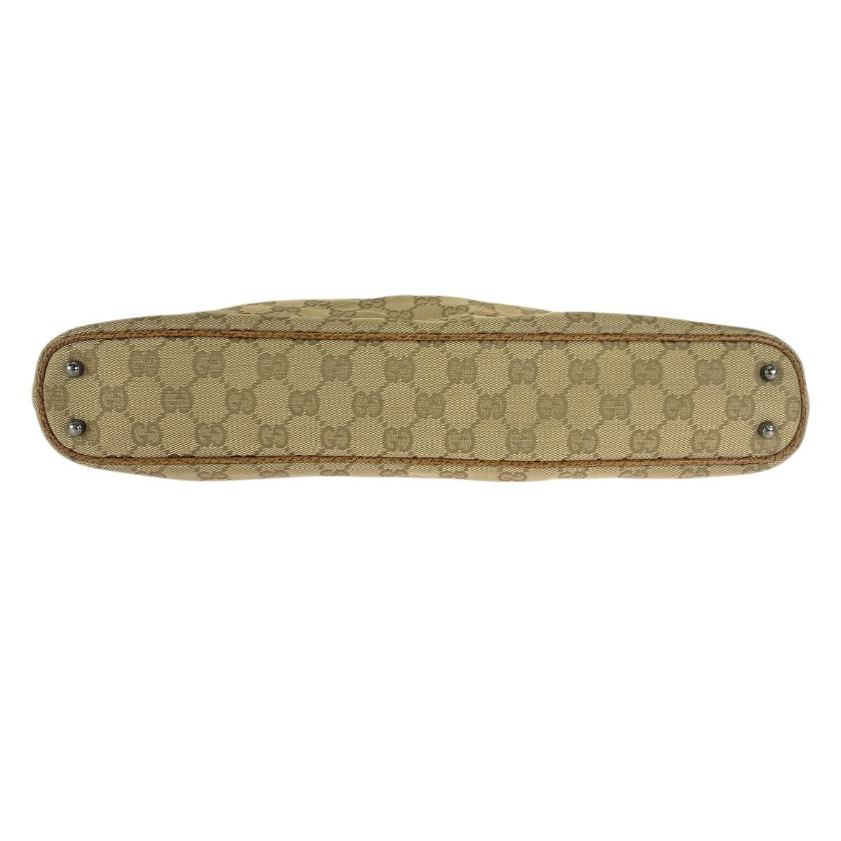 Gucci Beige Light Brown Silver GG Canvas Leather Tote Shoulder Bag — view 9