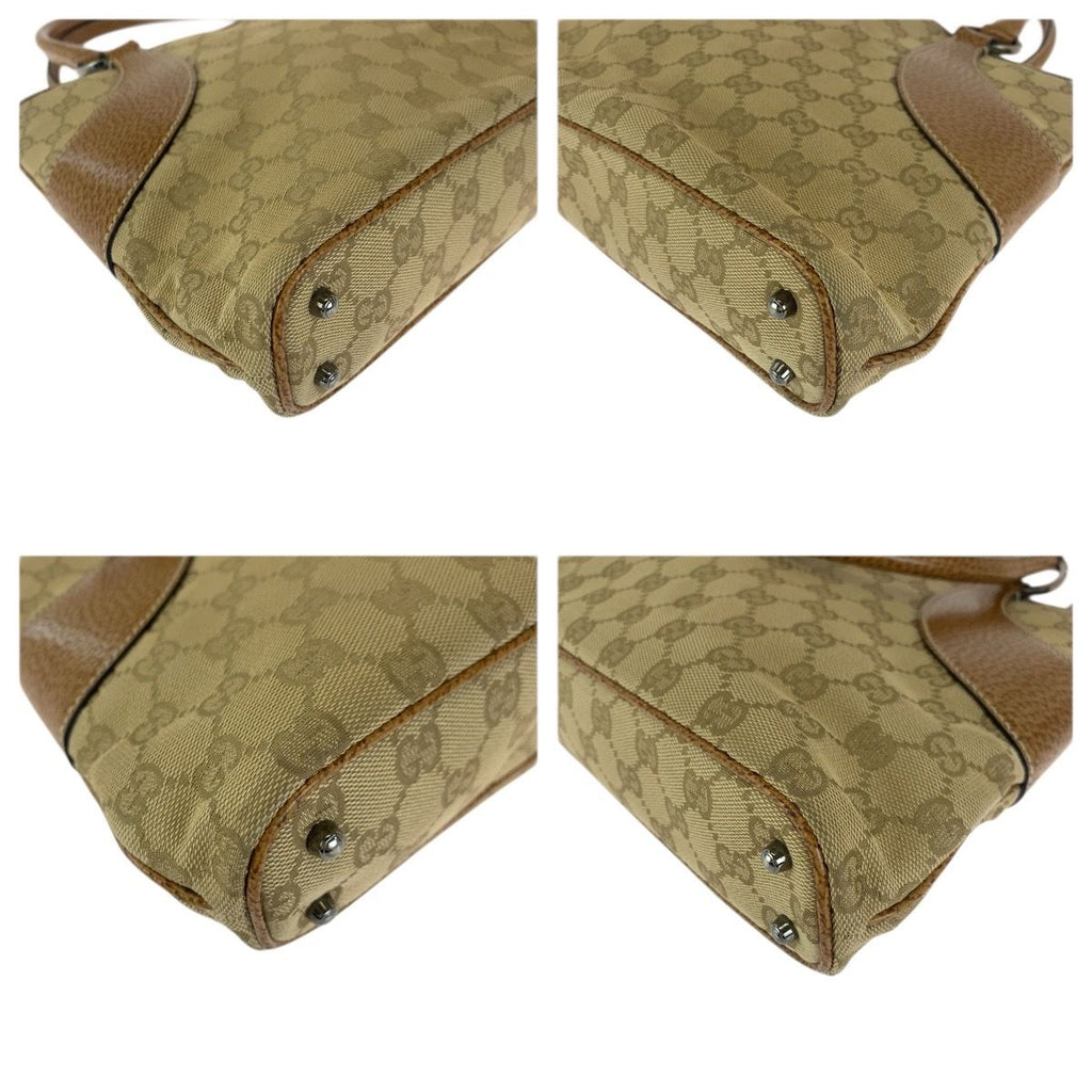 Gucci Beige Light Brown Silver GG Canvas Leather Tote Shoulder Bag — view 3