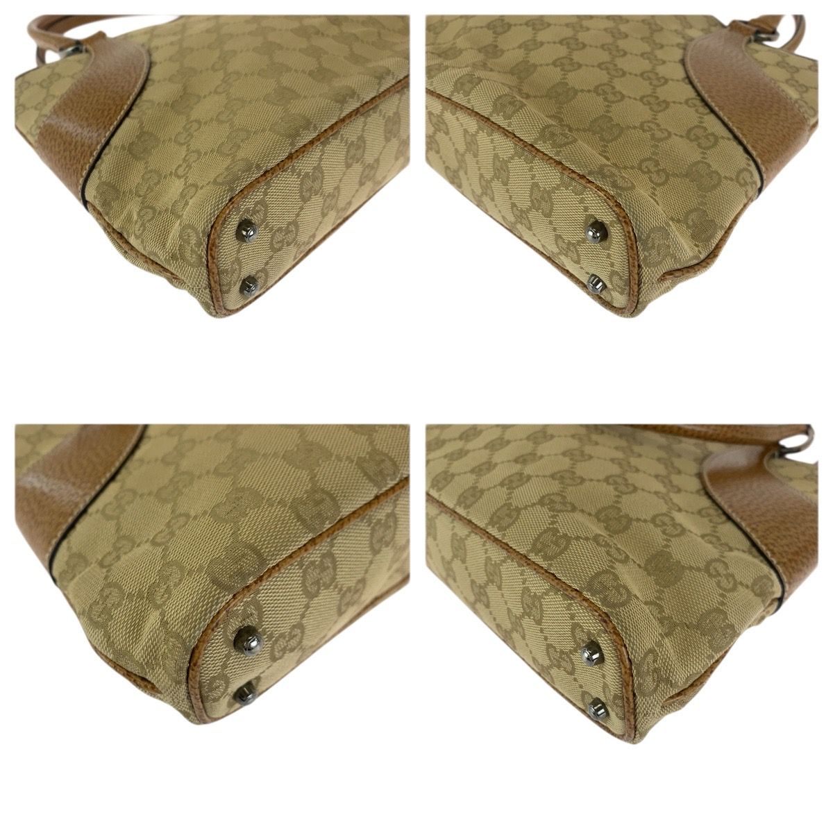Gucci Beige Light Brown Silver GG Canvas Leather Tote Shoulder Bag — view 3