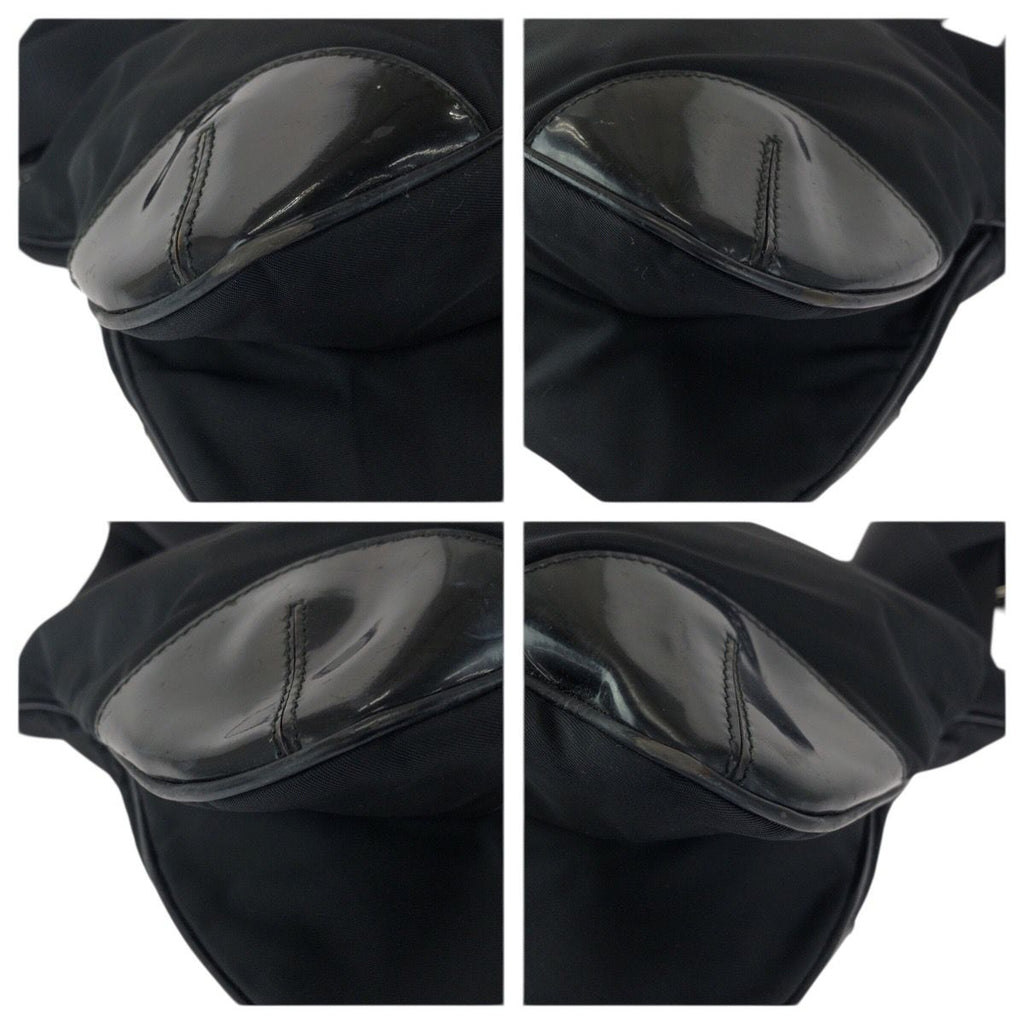 Prada Tessuto Black Silver Nylon Shoulder Bag — view 3