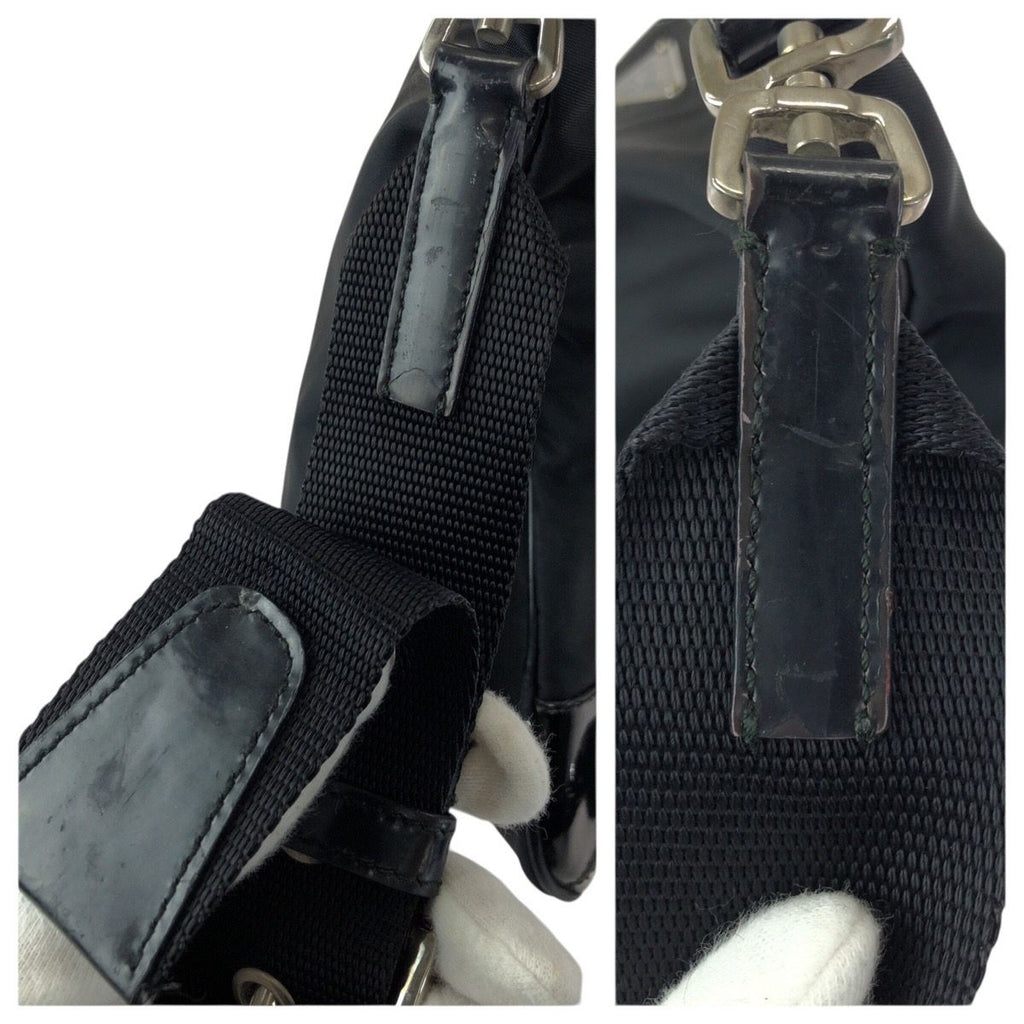 Prada Tessuto Black Silver Nylon Shoulder Bag — view 6