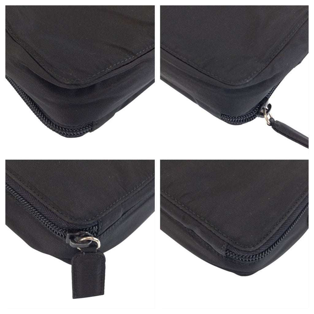 Prada Tessuto Black Silver Nylon Shoulder Bag Pochette — view 3