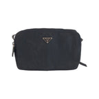 Prada Tessuto Black Silver Nylon Shoulder Bag Pochette