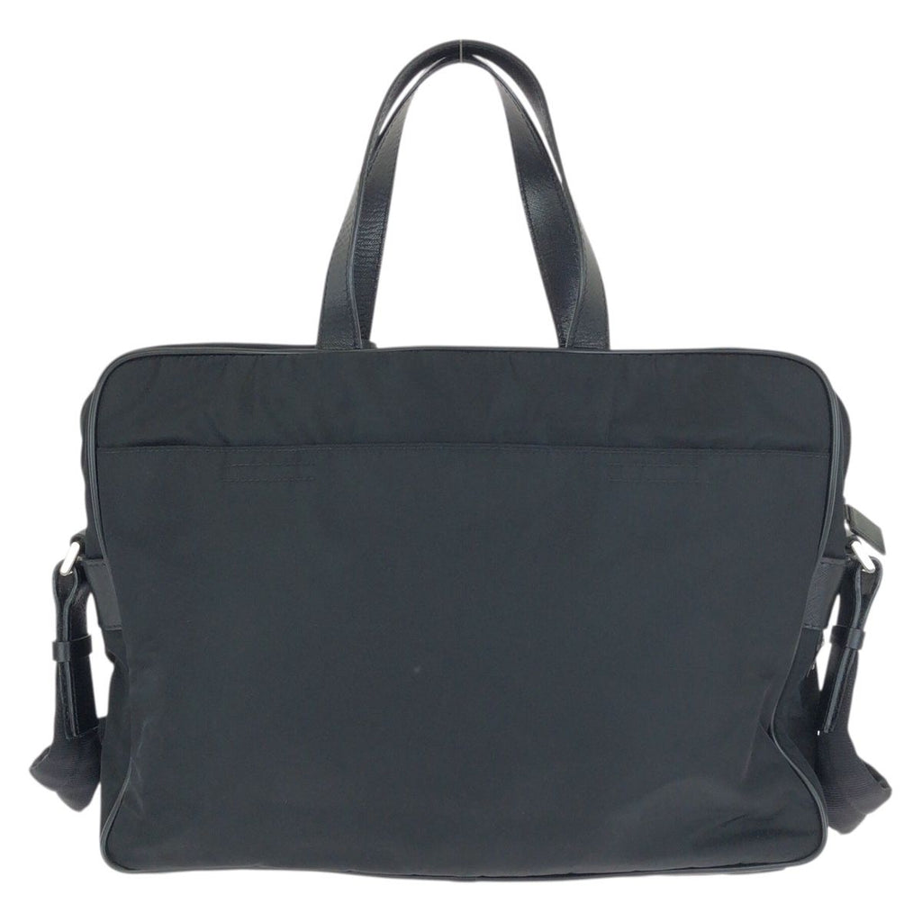 Prada Tessuto Saffiano 2-Way Black Silver Nylon Leather Business Bag — view 2
