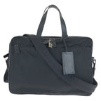Prada Tessuto Saffiano 2-Way Black Silver Nylon Leather Business Bag