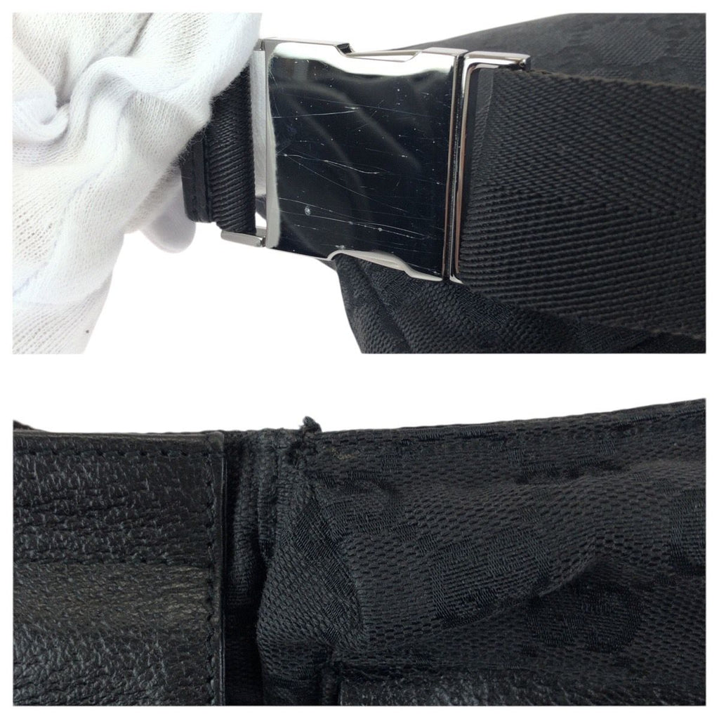 Gucci Black Silver GG Canvas Leather Belt Bag — view 5