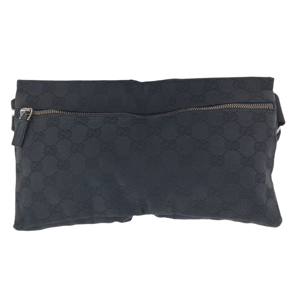 Gucci Black Silver GG Canvas Leather Belt Bag — view 2