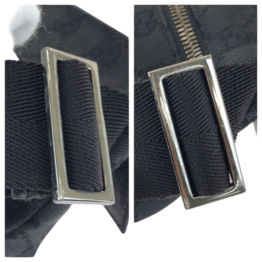 Gucci Black Silver GG Canvas Leather Belt Bag — view 6
