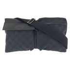 Gucci Black Silver GG Canvas Leather Belt Bag