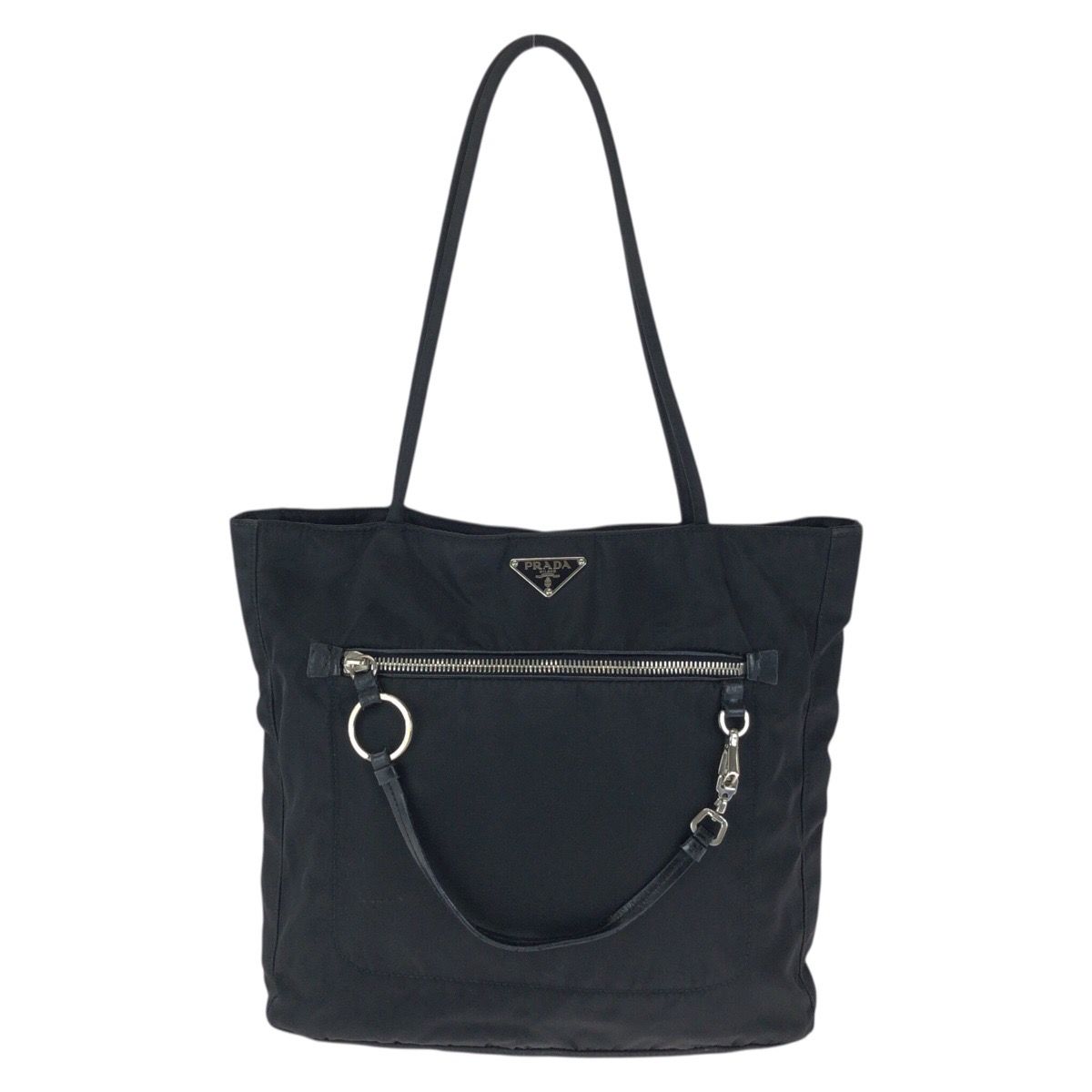 Prada Tessuto Black Silver Nylon Shoulder Bag
