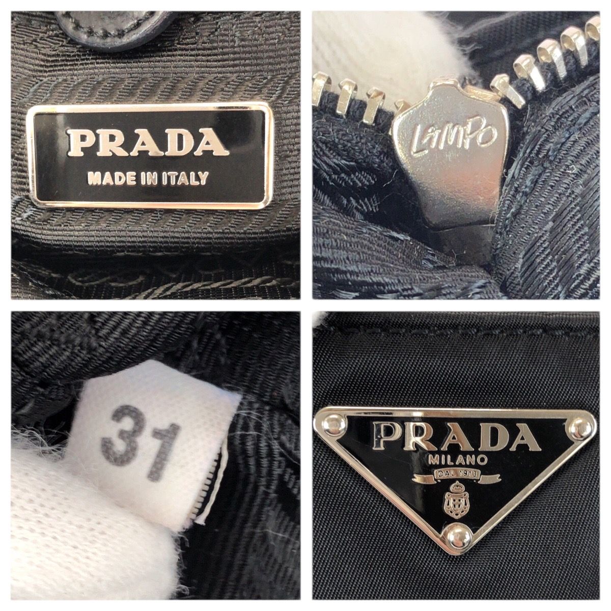 Prada Tessuto Black Silver Nylon Shoulder Bag — view 4
