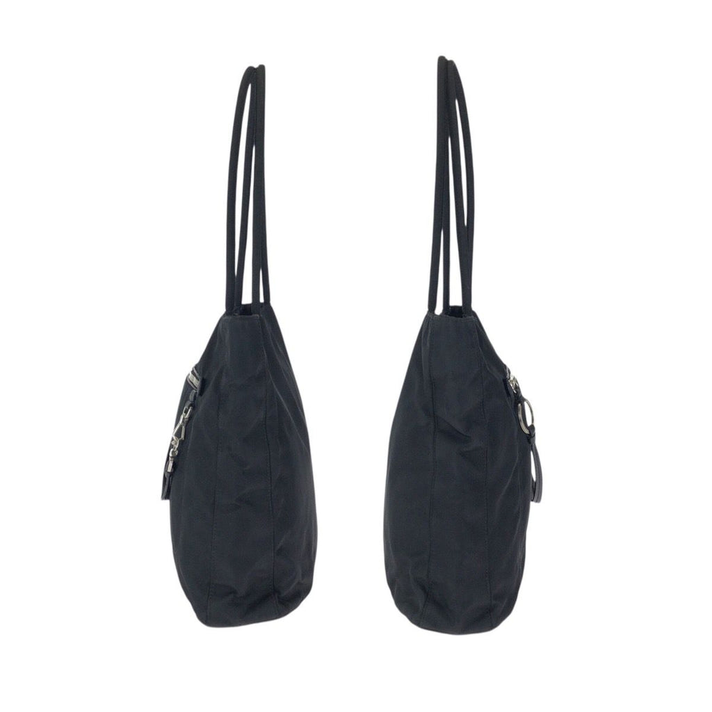 Prada Tessuto Black Silver Nylon Shoulder Bag — view 8