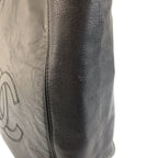 Chanel Vintage CC Logo Marble Chain Black Leather Tote Shoulder Bag — view 5