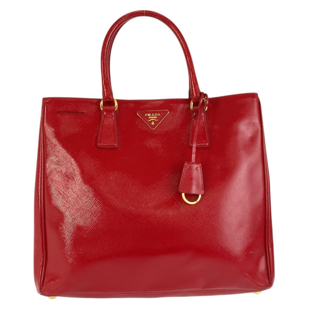 Prada Saffiano Red Gold Leather Tote