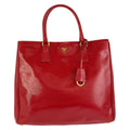 Prada Saffiano Red Gold Leather Tote