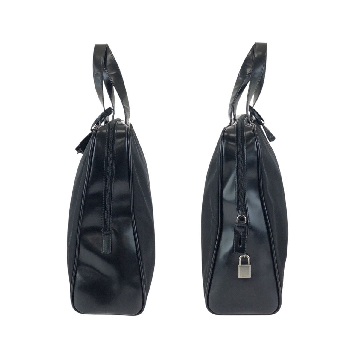 Prada Tessuto Black Silver Nylon Leather Business Briefcase — view 8