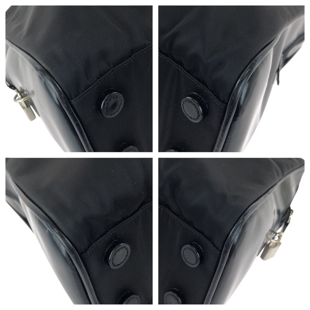 Prada Tessuto Black Silver Nylon Leather Business Briefcase — view 3