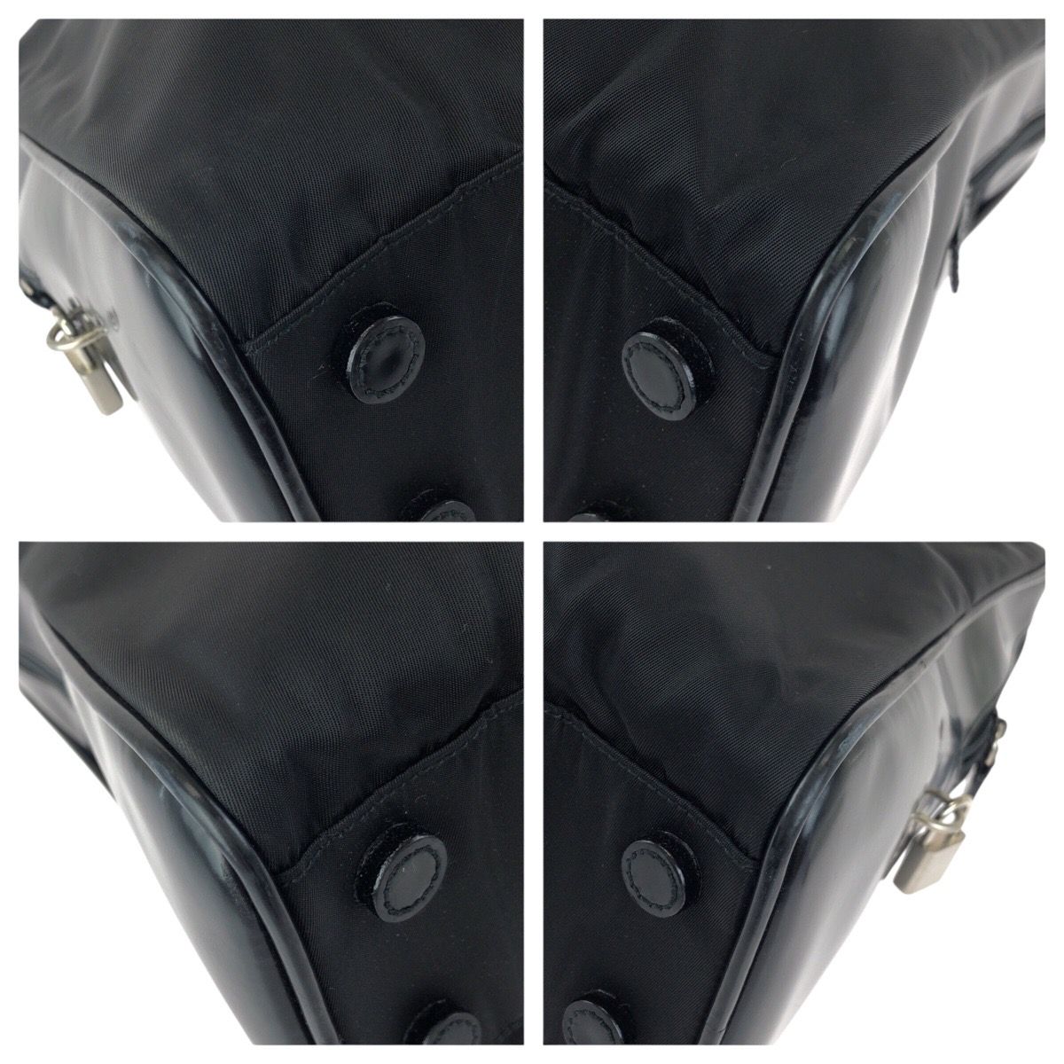Prada Tessuto Black Silver Nylon Leather Business Briefcase — view 3