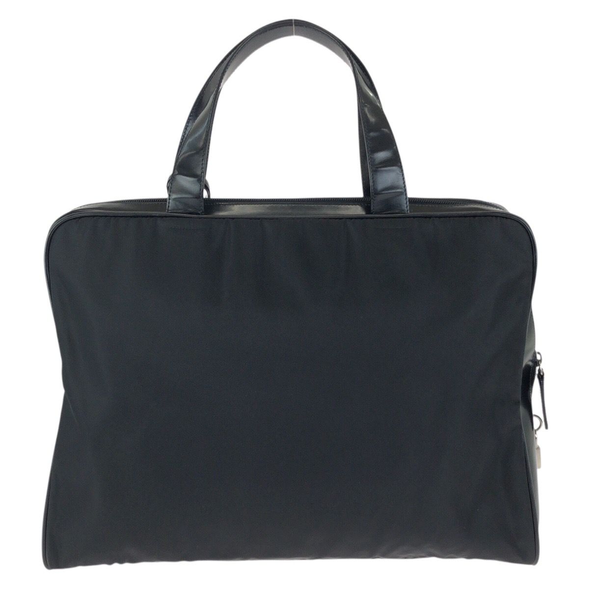 Prada Tessuto Black Silver Nylon Leather Business Briefcase — view 2