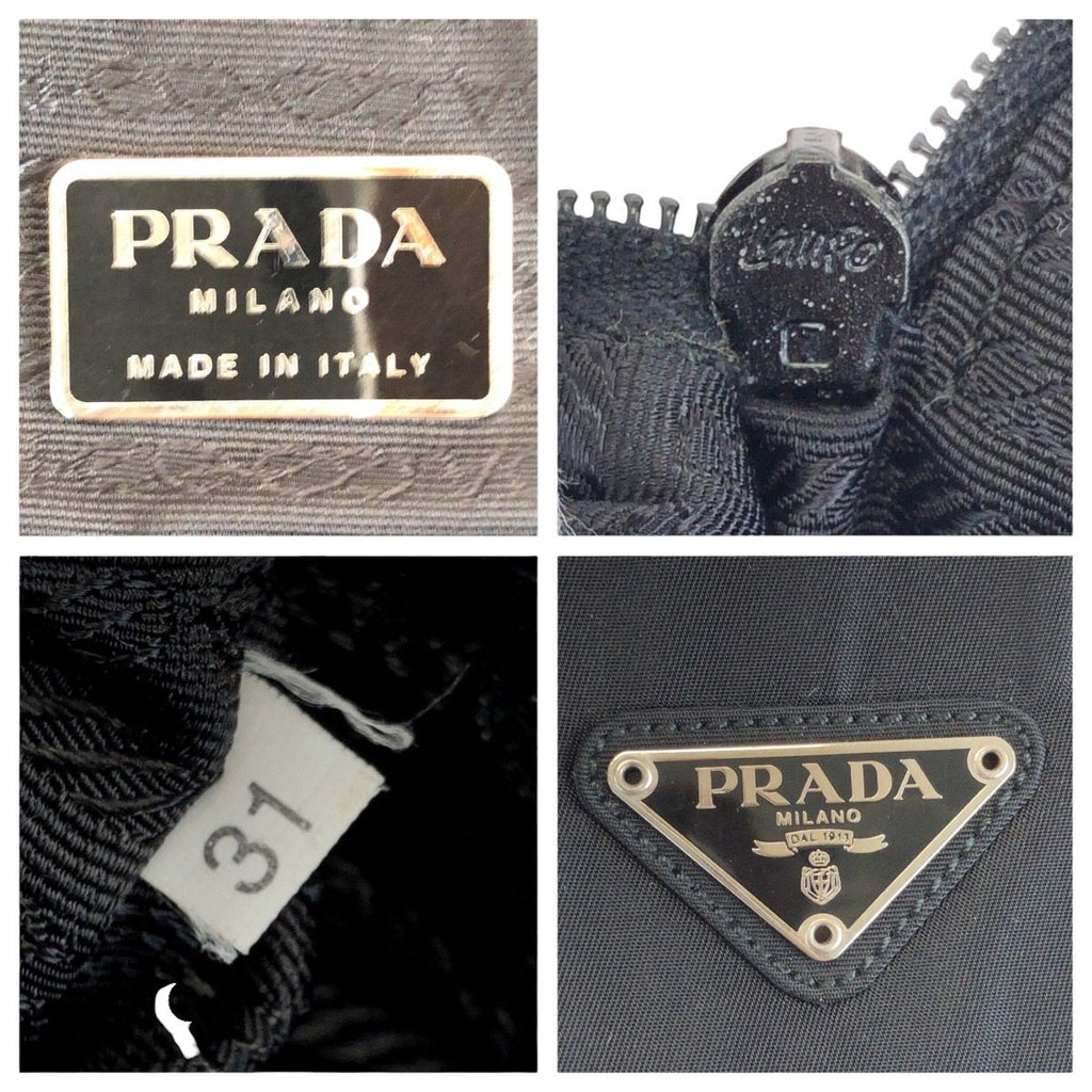 Prada Tessuto Black Silver Nylon Leather Business Briefcase — view 4