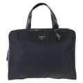 Prada Tessuto Black Silver Nylon Leather Business Briefcase