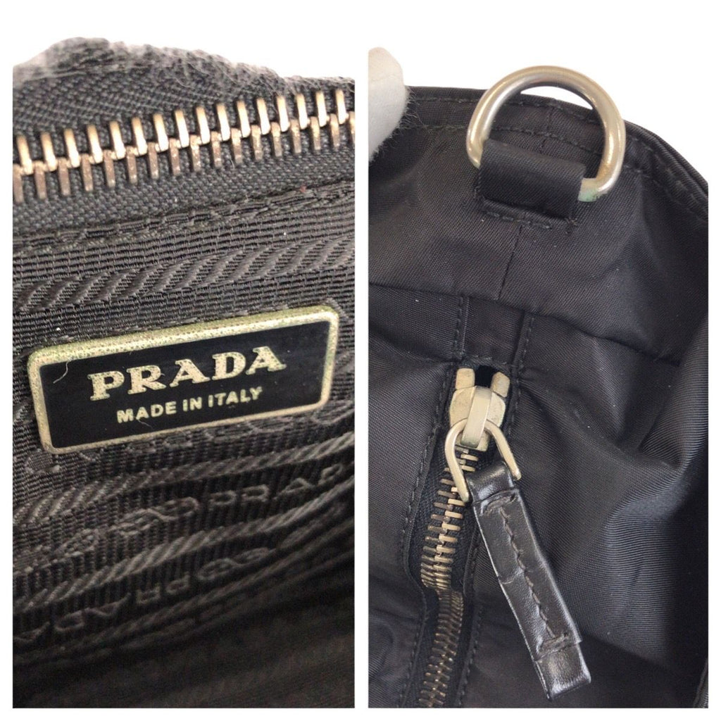 Prada Tessuto 2-Way Black Silver Nylon Leather Shoulder Bag — view 6