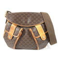 Celine Shoulder Bag Macadam Logo Leather Brown