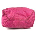 Prada Shoulder Bag Triangle Logo Leather Nylon Pink — view 5