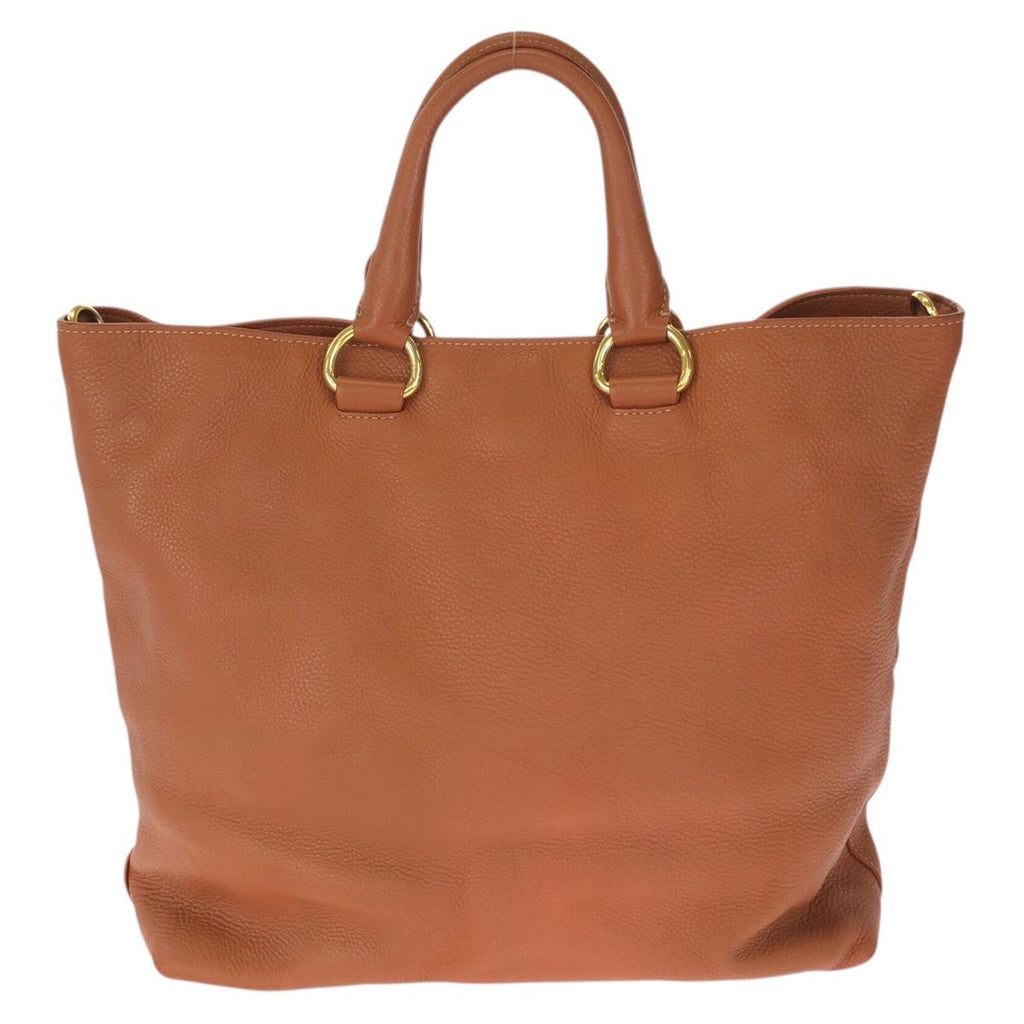 Prada Vitello Dyno 2-Way Brown Camel Gold Leather Tote Shoulder Bag — view 2