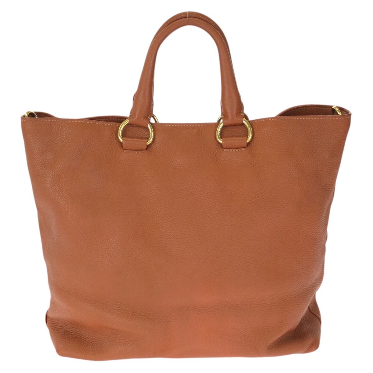 Prada Vitello Dyno 2-Way Brown Camel Gold Leather Tote Shoulder Bag — view 2