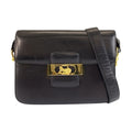 Celine Carriage Black Gold Leather Shoulder Bag