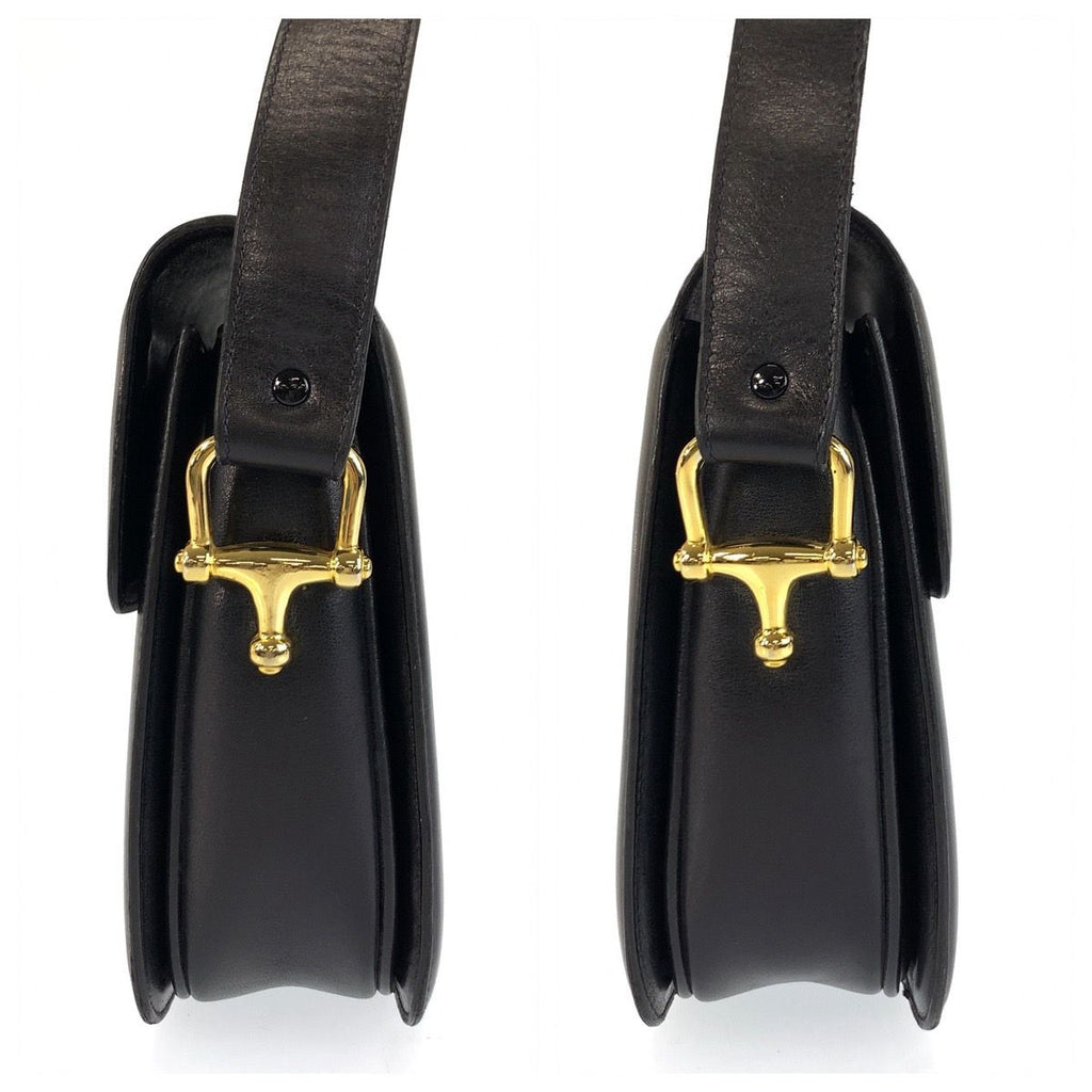 Celine Carriage Black Gold Leather Shoulder Bag — view 7
