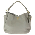 Prada Vitello Dyno Light Gray Gold Leather Hobo Shoulder Bag