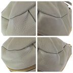 Prada Vitello Dyno Light Gray Gold Leather Hobo Shoulder Bag — view 3