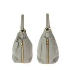 Prada Vitello Dyno Light Gray Gold Leather Hobo Shoulder Bag — view 8