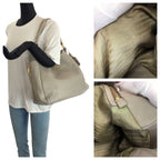 Prada Vitello Dyno Light Gray Gold Leather Hobo Shoulder Bag — view 7
