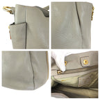 Prada Vitello Dyno Light Gray Gold Leather Hobo Shoulder Bag — view 6