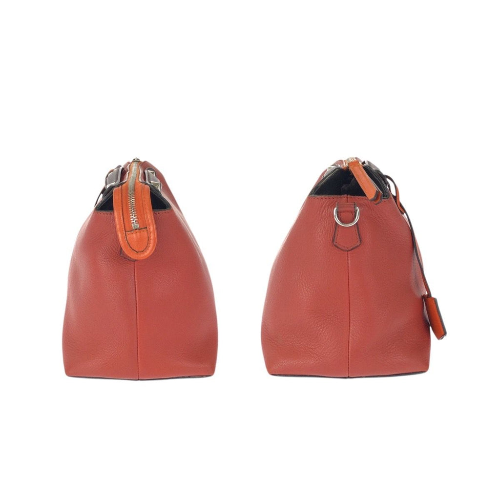 Fendi by the Way 2-Way Large Orange Brown Silver Leather Shoulder Bag — view 8