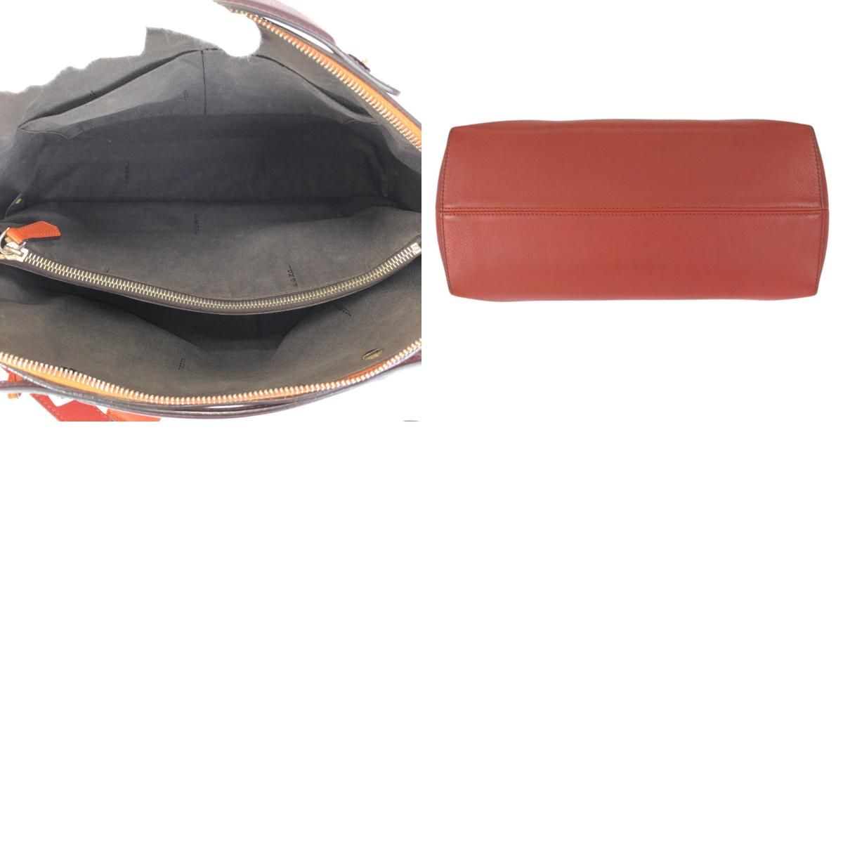 Fendi by the Way 2-Way Large Orange Brown Silver Leather Shoulder Bag — view 9