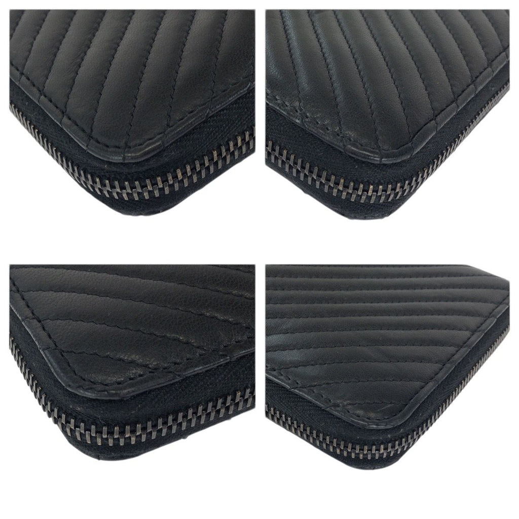 Chanel Chez Blanc Stitch CC Logo Black Gunmetal Lambskin Wallet Zip Around — view 4