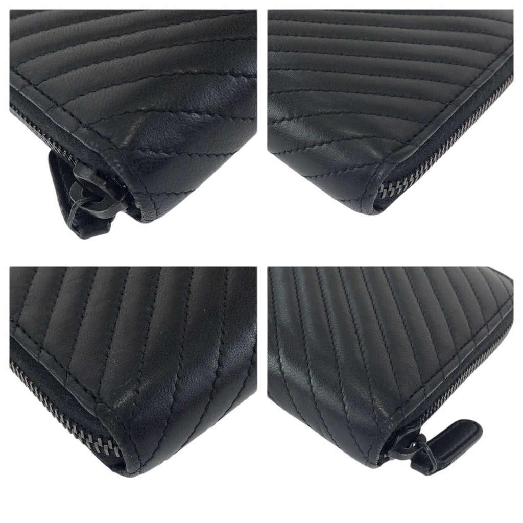 Chanel Chez Blanc Stitch CC Logo Black Gunmetal Lambskin Wallet Zip Around — view 3