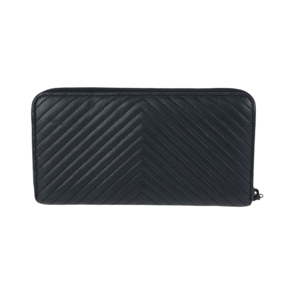 Chanel Chez Blanc Stitch CC Logo Black Gunmetal Lambskin Wallet Zip Around — view 2