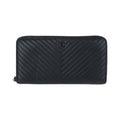 Chanel Chez Blanc Stitch CC Logo Black Gunmetal Lambskin Wallet Zip Around