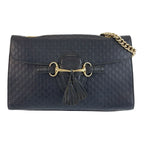Gucci Micro Guccissima Emily Horsebit Navy Gold Chain Shoulder Bag