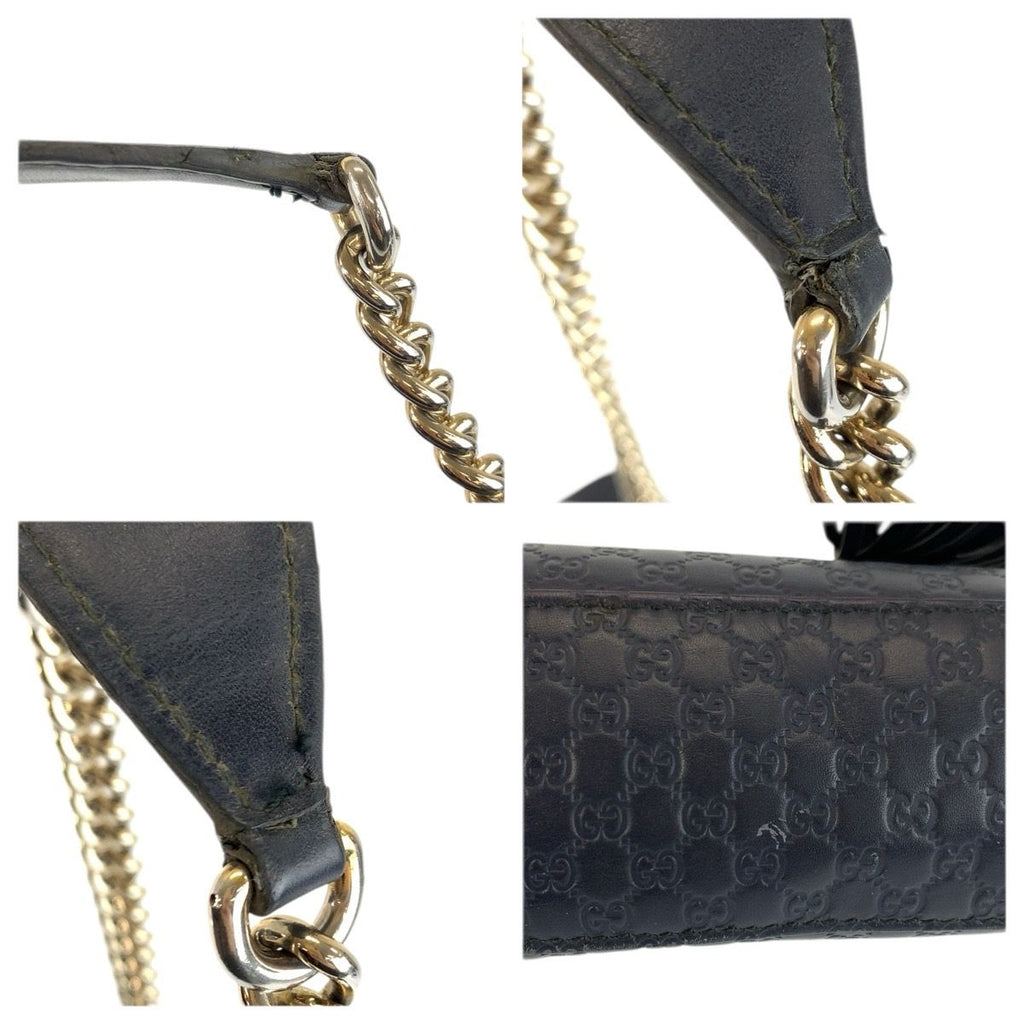 Gucci Micro Guccissima Emily Horsebit Navy Gold Chain Shoulder Bag — view 6