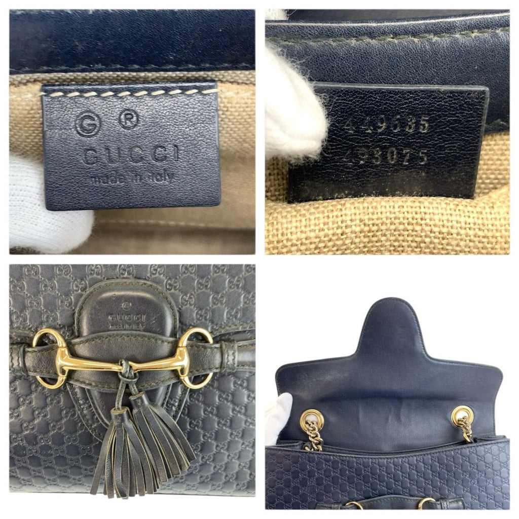 Gucci Micro Guccissima Emily Horsebit Navy Gold Chain Shoulder Bag — view 3