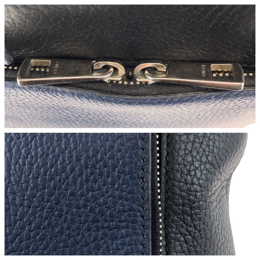 Gucci Cosmopolis 2-Way Navy Black Silver Leather Shoulder Bag — view 5