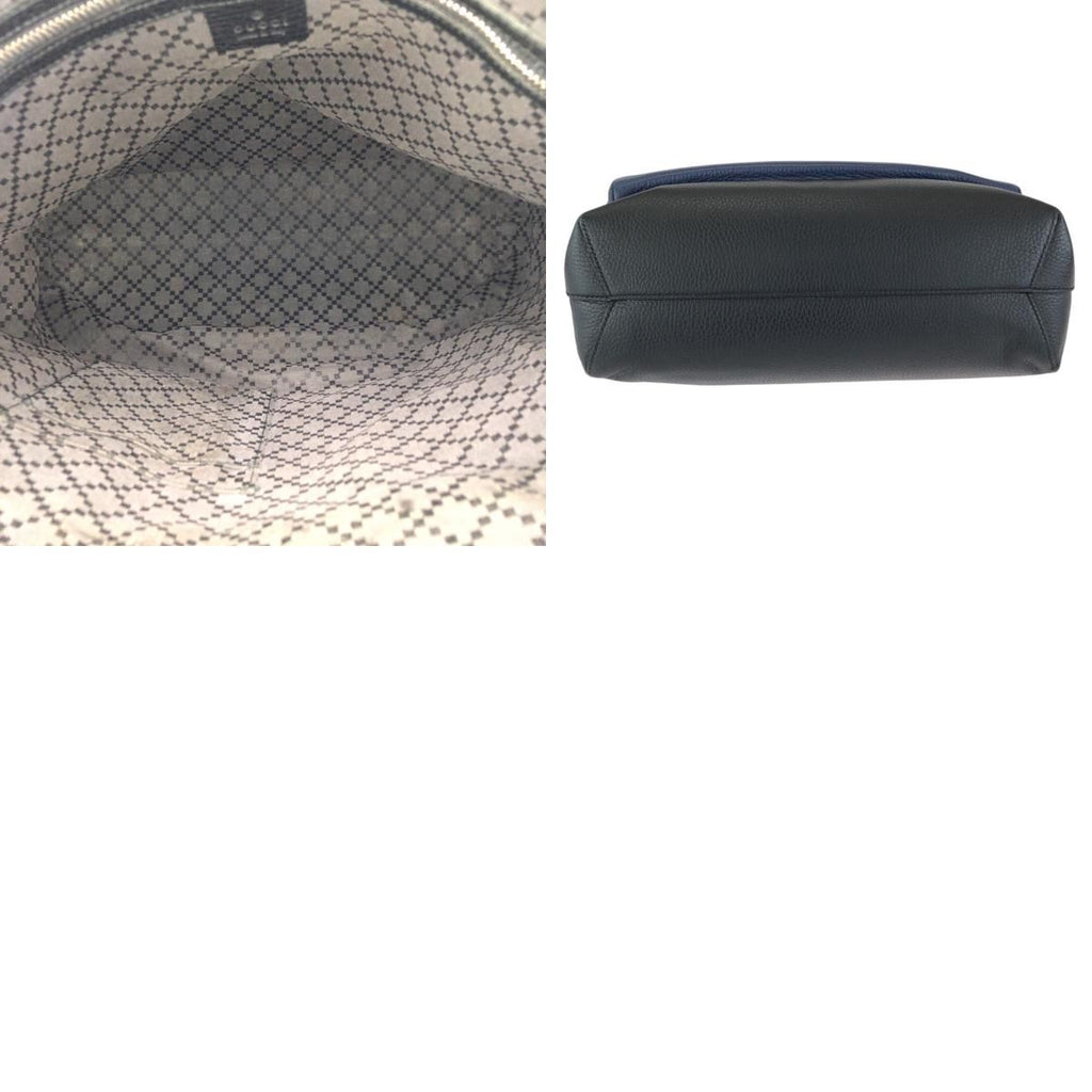 Gucci Cosmopolis 2-Way Navy Black Silver Leather Shoulder Bag — view 9