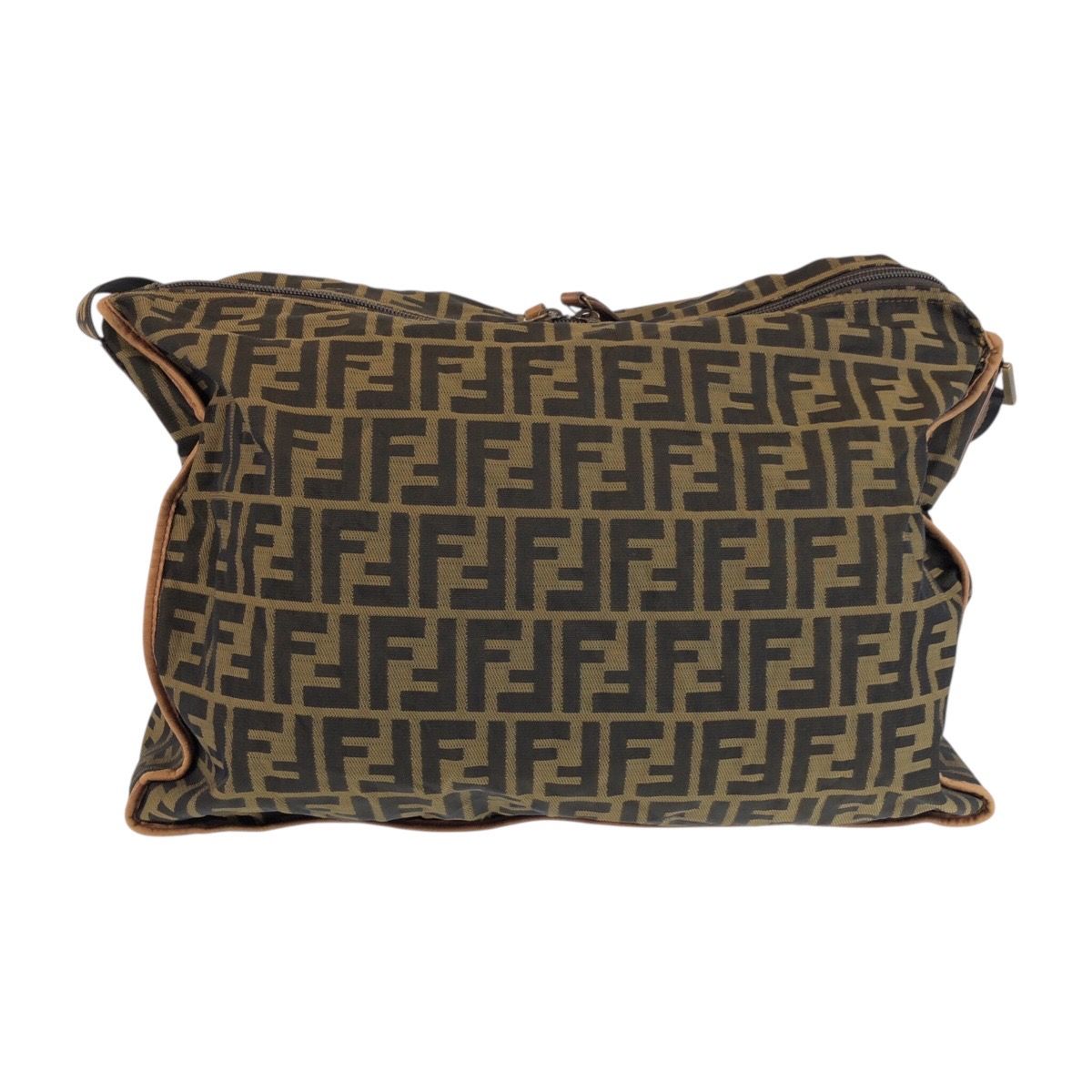 Fendi Zucca Brown Dark Nylon Leather Shoulder Bag — view 2