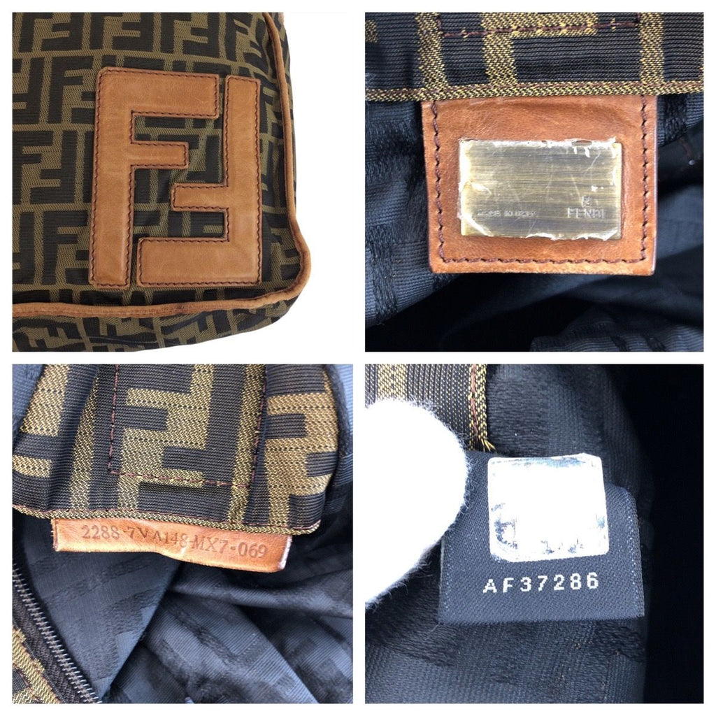 Fendi Zucca Brown Dark Nylon Leather Shoulder Bag — view 4